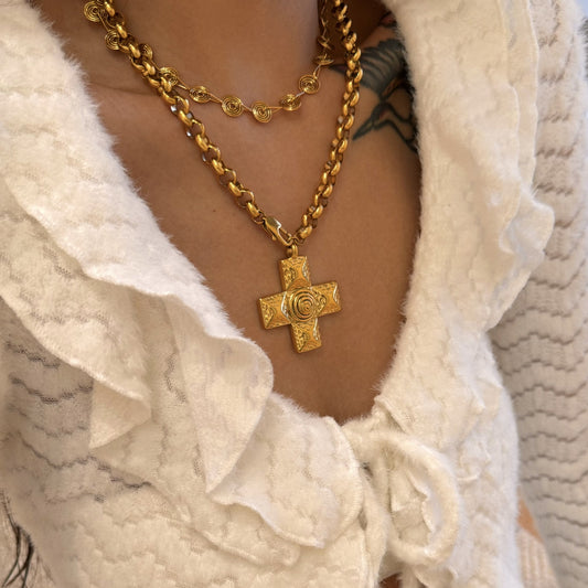 Cross Long Rolo Necklace