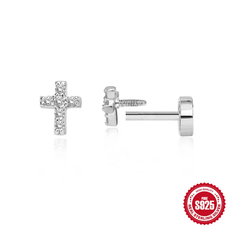 Cross | Sterling Silver Flat Back Stud 16G Gauge