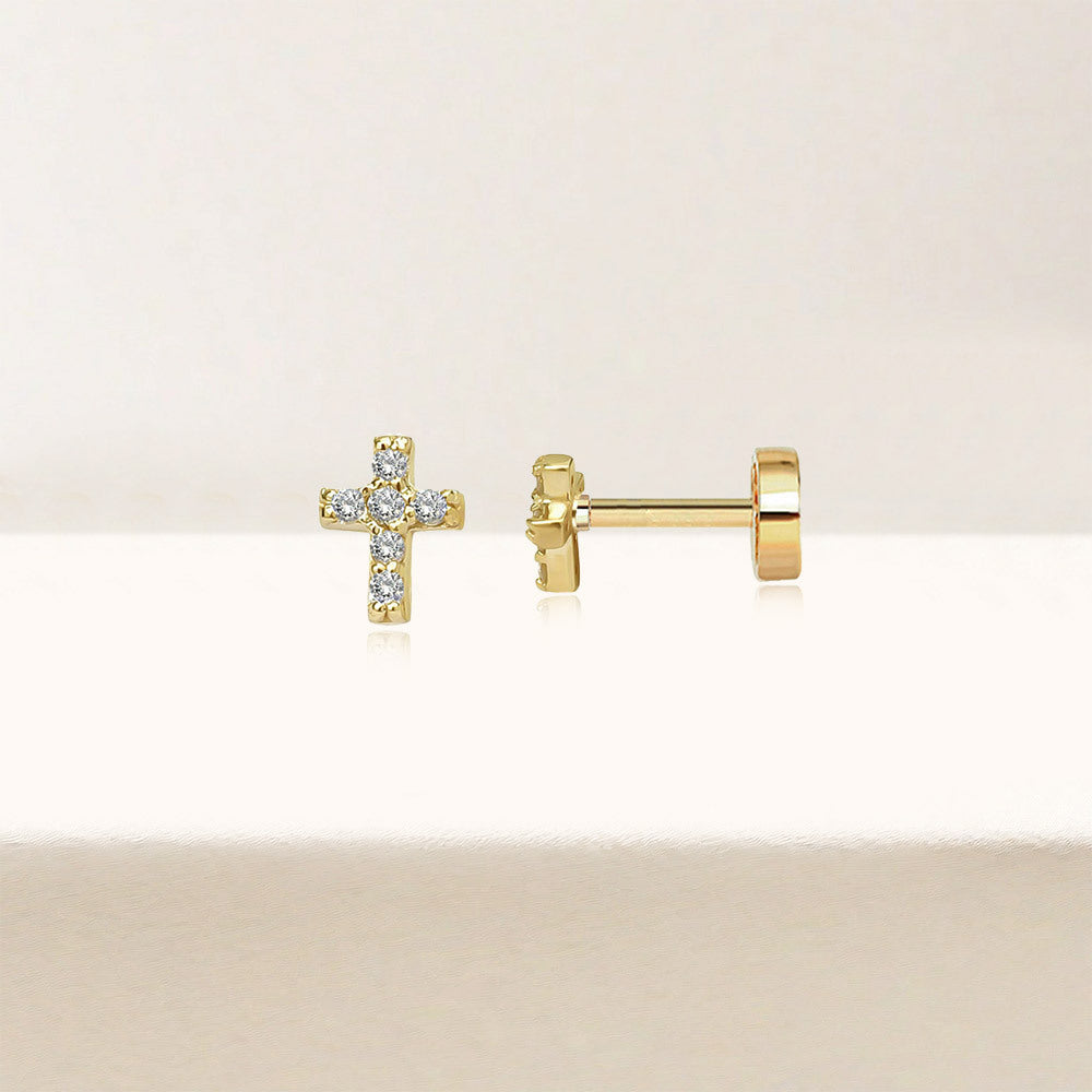 Cross | Sterling Silver Flat Back Stud 16G Gauge