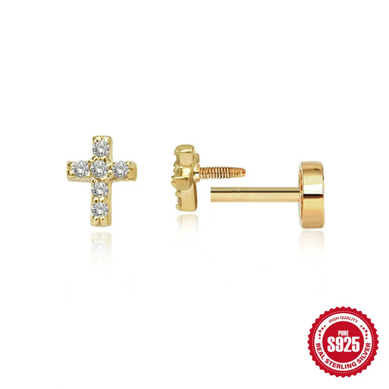Cross | Sterling Silver Flat Back Stud 16G Gauge
