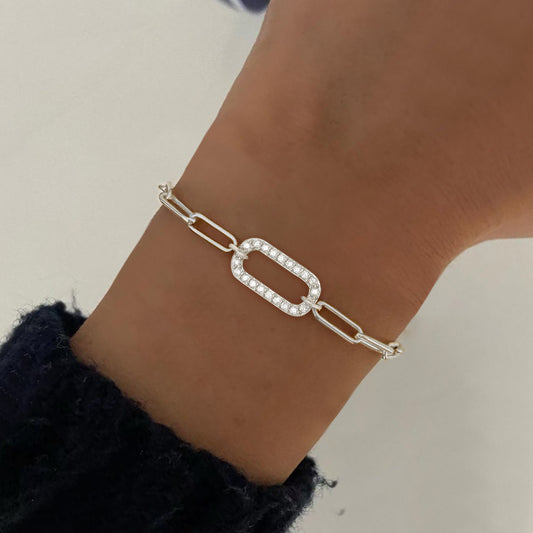 CZ Paperclip Bracelet