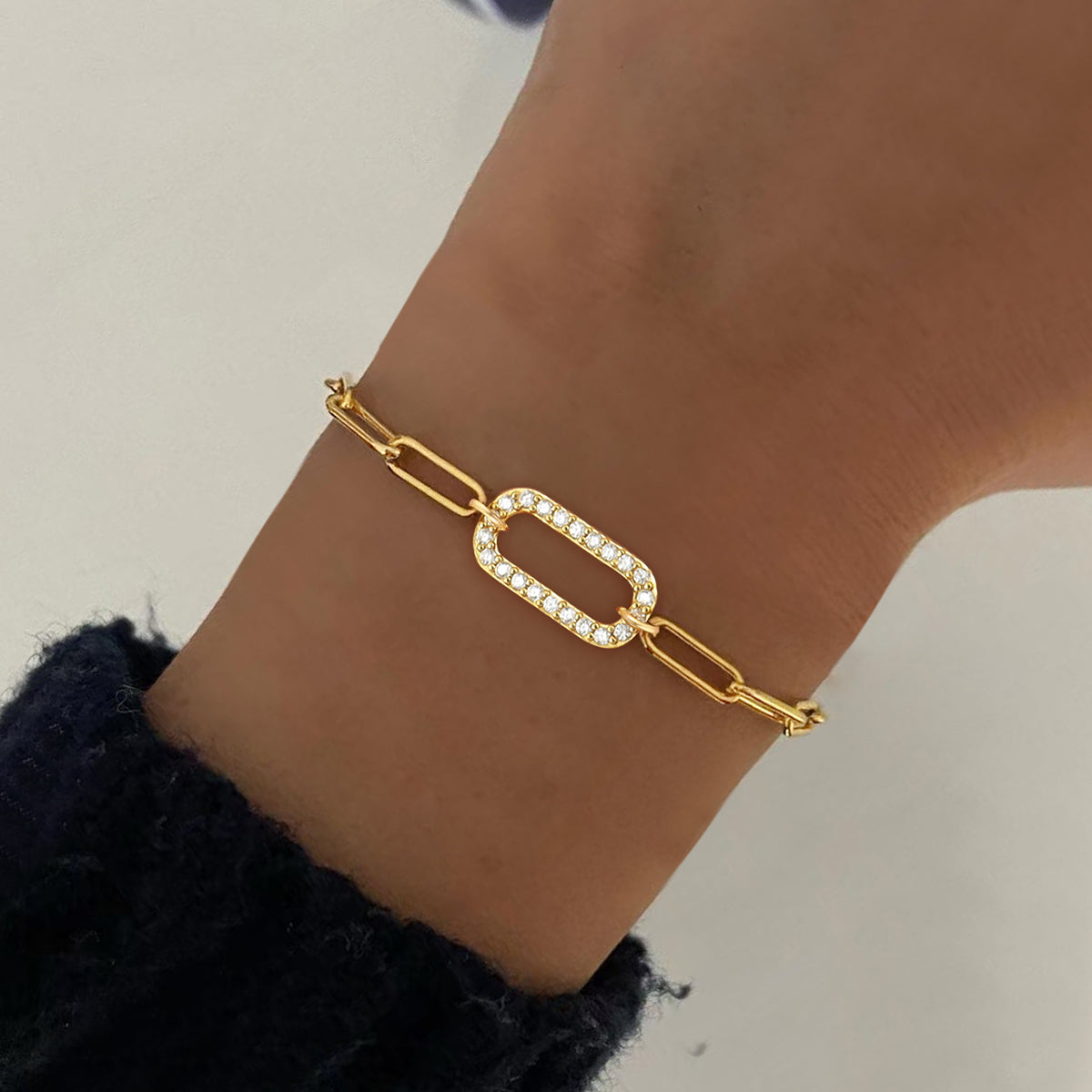 CZ Paperclip Bracelet