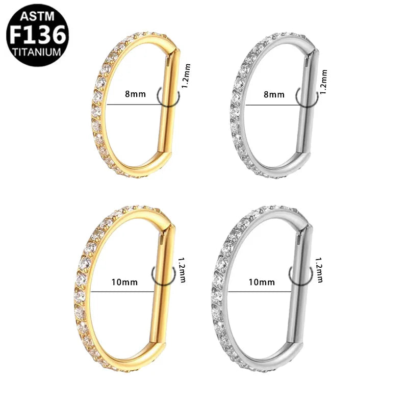 8mm CZ Straight Bar | G23 Titanium Clicker Ring