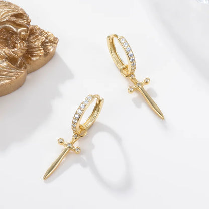 Dagger Huggies in Sterling Silver