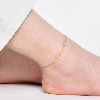Diamante Cross Anklet