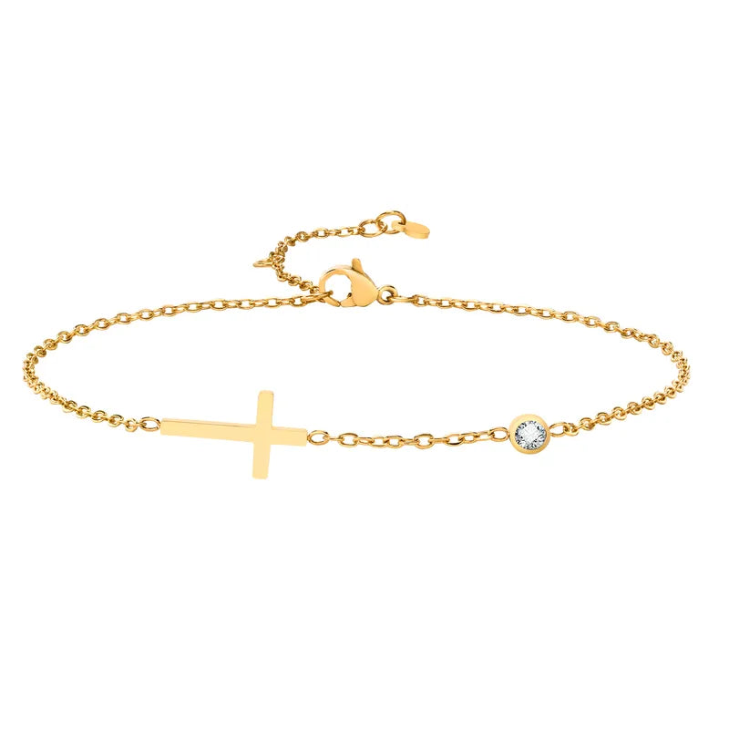 Diamante Cross Anklet