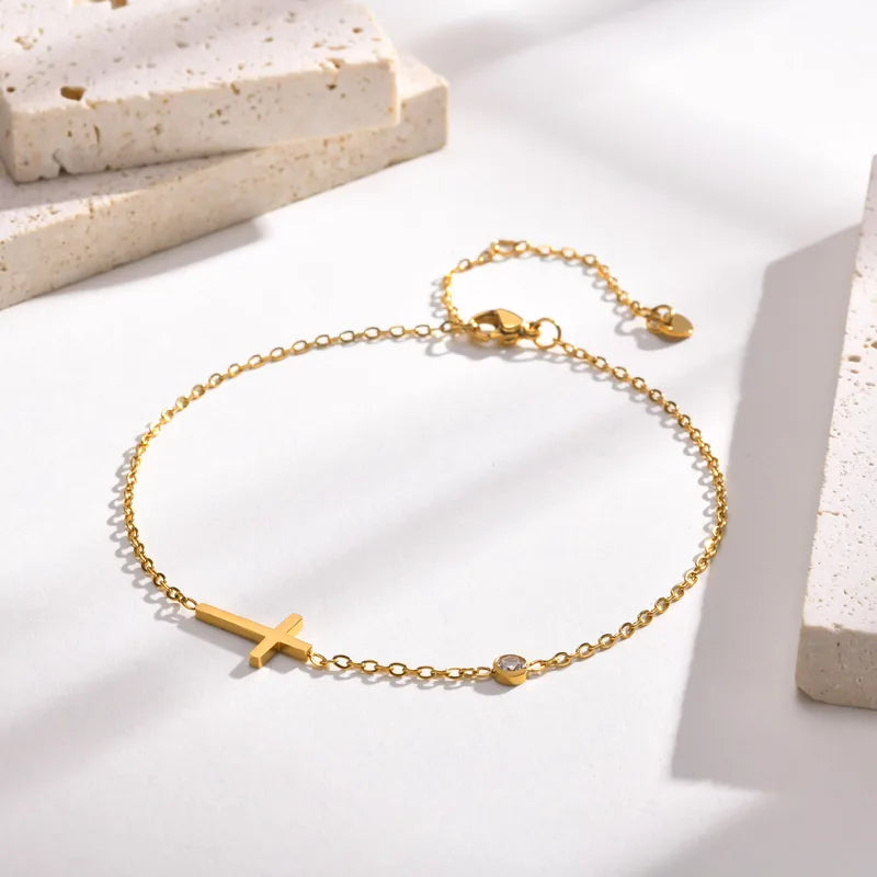 Diamante Cross Anklet