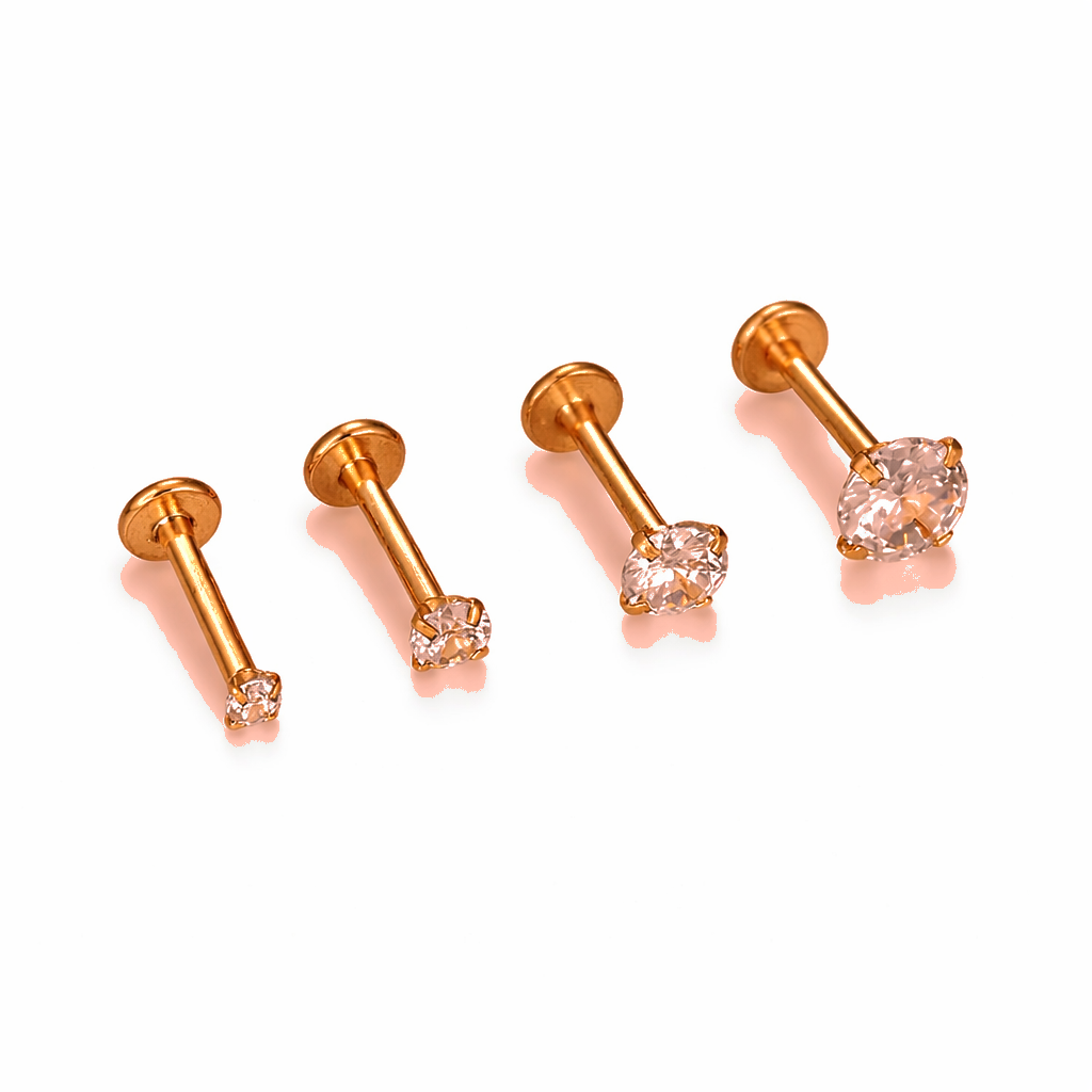 Cubic Zirconia | G23 Titanium Flat Back Stud 18G Gauge