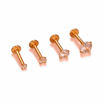 Cubic Zirconia | G23 Titanium Flat Back Stud 18G Gauge