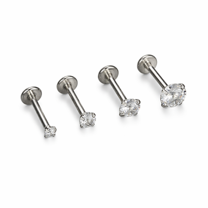 Cubic Zirconia | G23 Titanium Flat Back Stud 18G Gauge