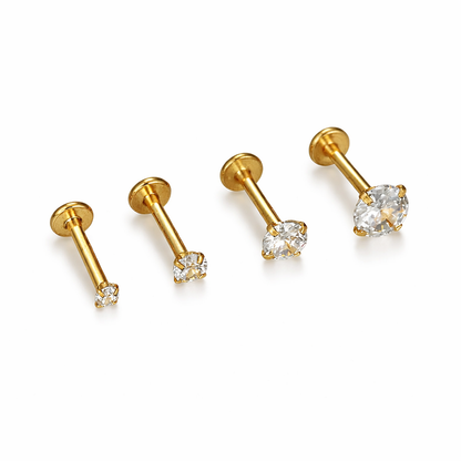 Cubic Zirconia | G23 Titanium Flat Back Stud 18G Gauge