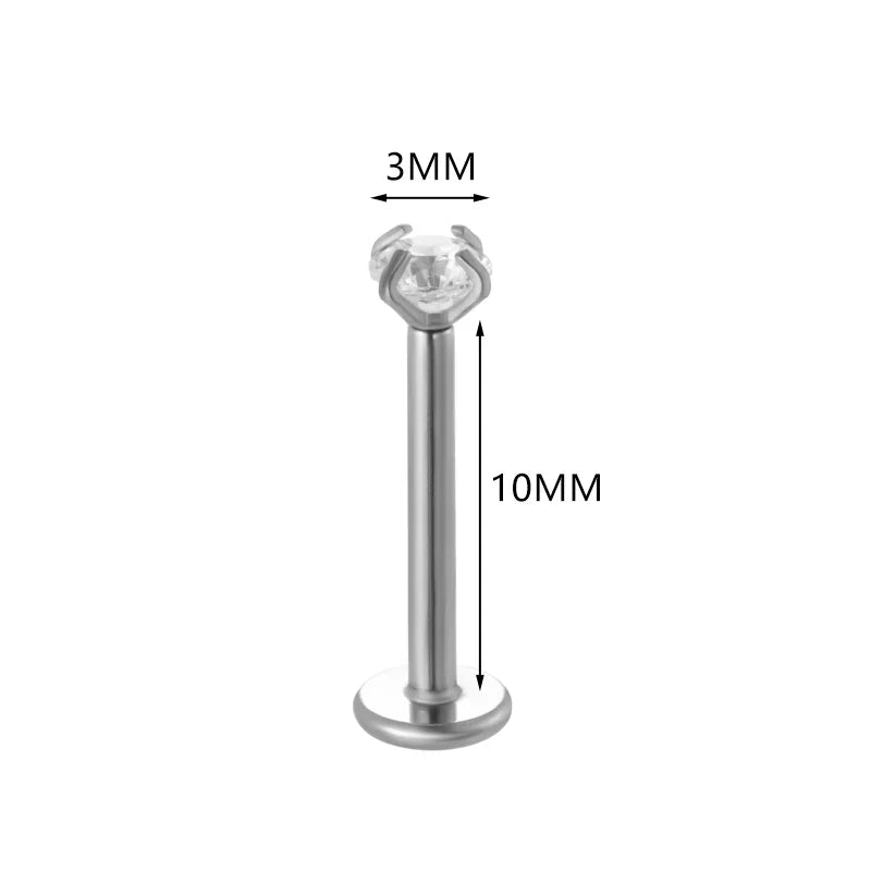 Cubic Zirconia | G23 Titanium Flat Back Stud 18G Gauge