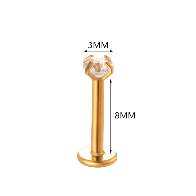 Cubic Zirconia | G23 Titanium Flat Back Stud 18G Gauge