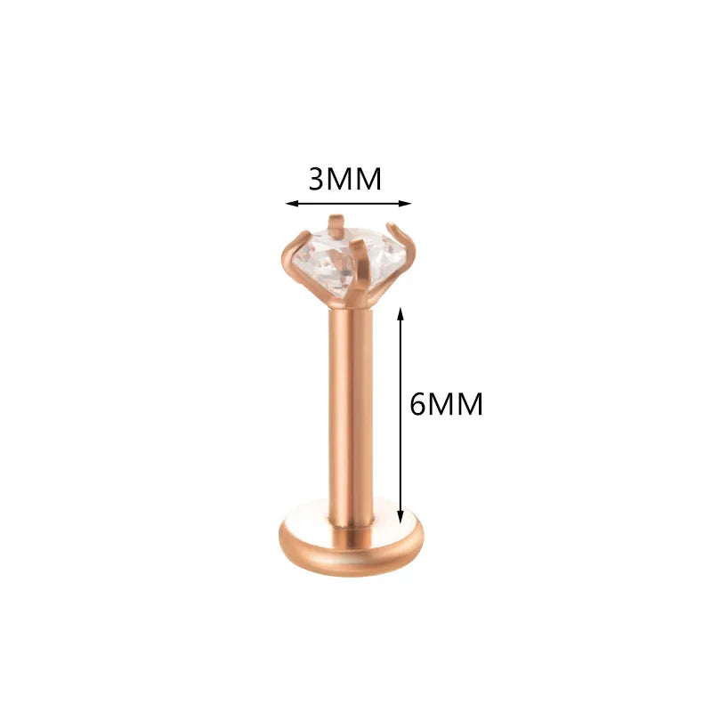 Cubic Zirconia | G23 Titanium Flat Back Stud 18G Gauge