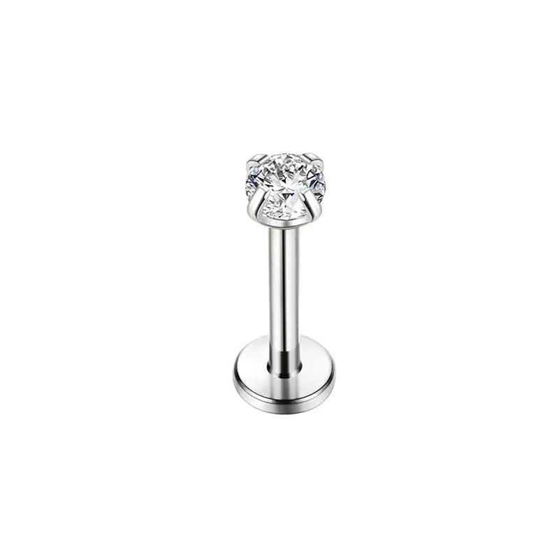 Cubic Zirconia | G23 Titanium Flat Back Stud 18G Gauge