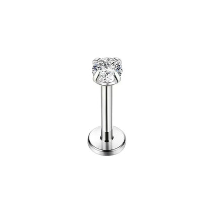 Cubic Zirconia | G23 Titanium Flat Back Stud 18G Gauge