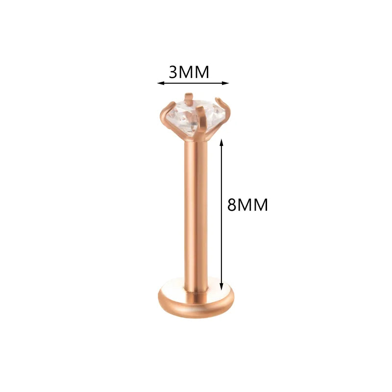 Cubic Zirconia | G23 Titanium Flat Back Stud 18G Gauge