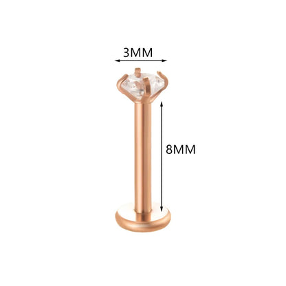 Cubic Zirconia | G23 Titanium Flat Back Stud 18G Gauge