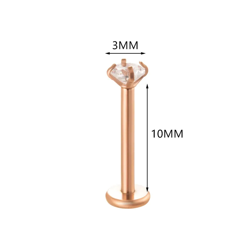 Cubic Zirconia | G23 Titanium Flat Back Stud 18G Gauge