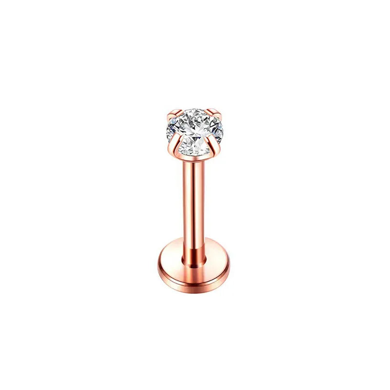Cubic Zirconia | G23 Titanium Flat Back Stud 18G Gauge