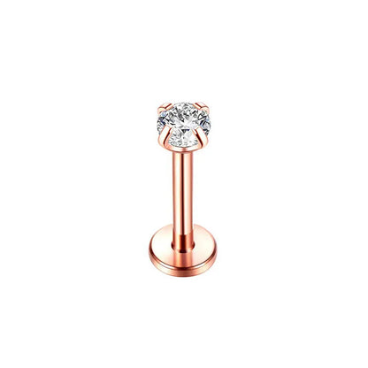 Cubic Zirconia | G23 Titanium Flat Back Stud 18G Gauge