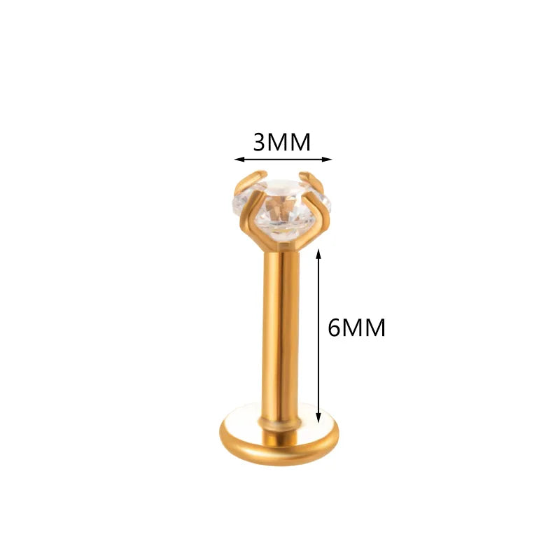Cubic Zirconia | G23 Titanium Flat Back Stud 18G Gauge