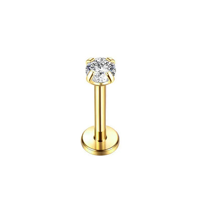 Cubic Zirconia | G23 Titanium Flat Back Stud 18G Gauge