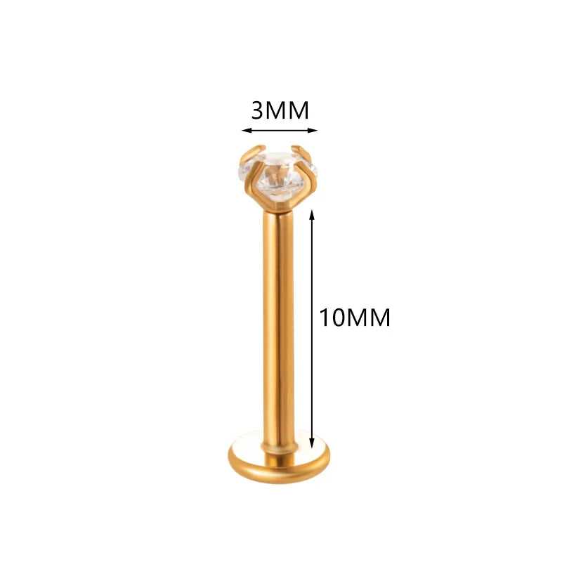 Cubic Zirconia | G23 Titanium Flat Back Stud 18G Gauge