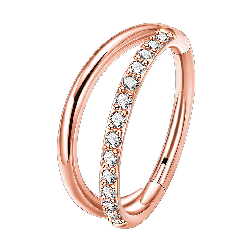 1.2mm Double CZ | G23 Titanium Clicker Ring 16G Gauge