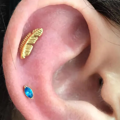 Feather | Stainless Steel Flat Back Stud