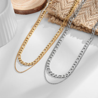 Silver Figaro Duo Necklace