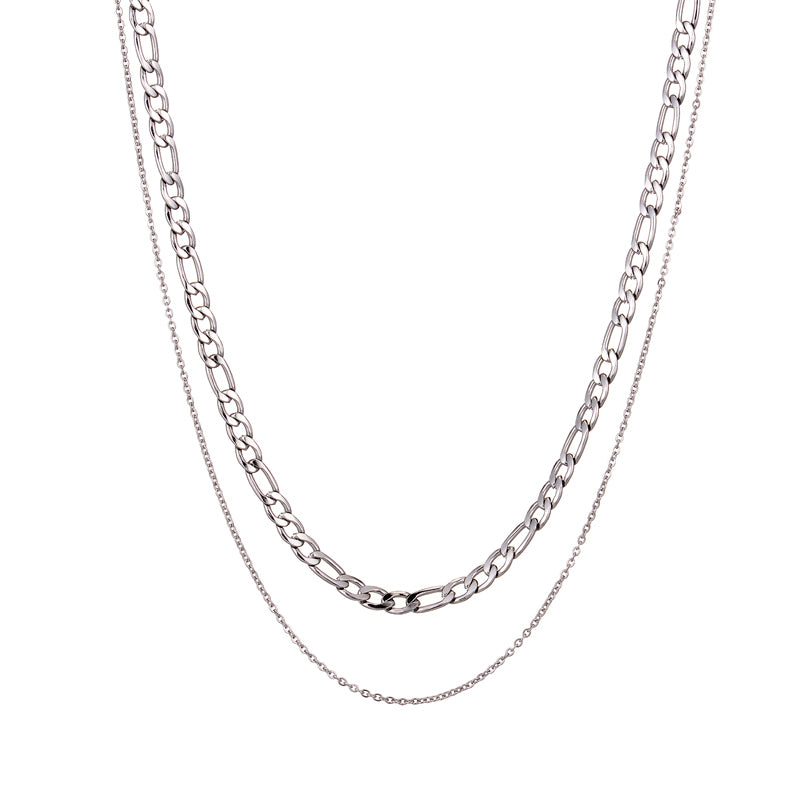 Silver Figaro Duo Necklace
