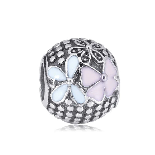 Flowers Round Bead Bracelet Charm