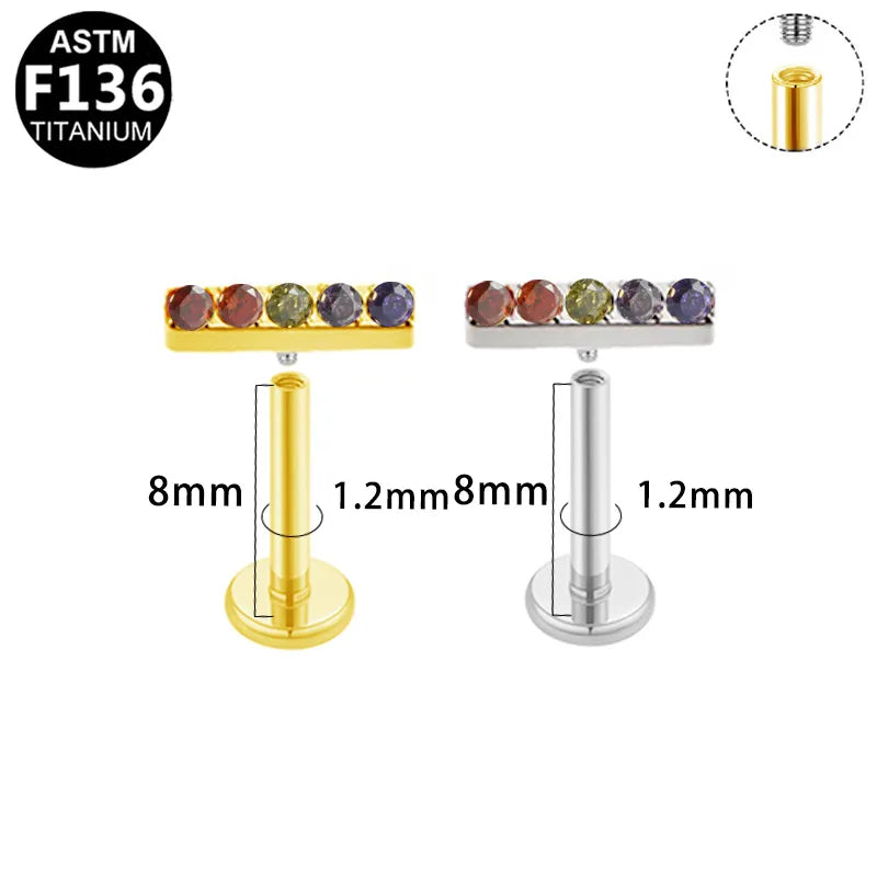 Rainbow Bar | G23 Titanium Flat Back Stud