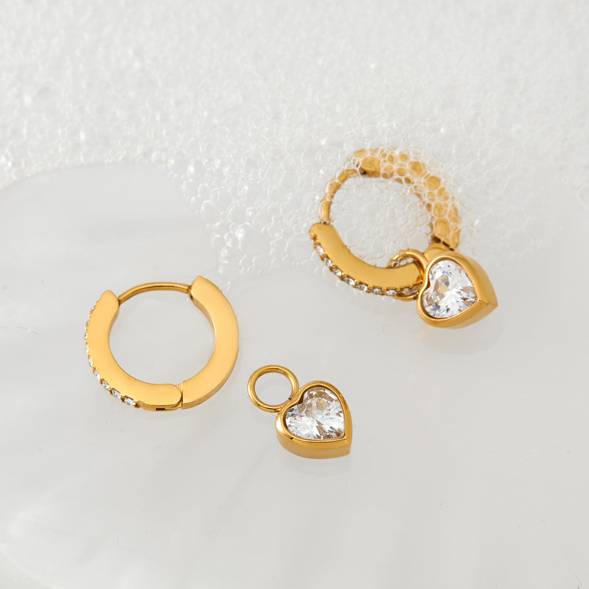 Gem Heart Hoop Earrings