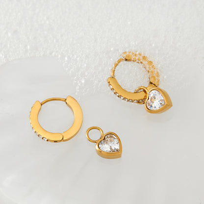 Gem Heart Hoop Earrings