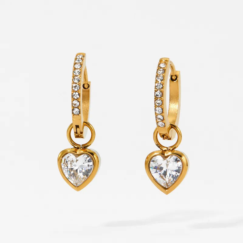 Gem Heart Hoop Earrings