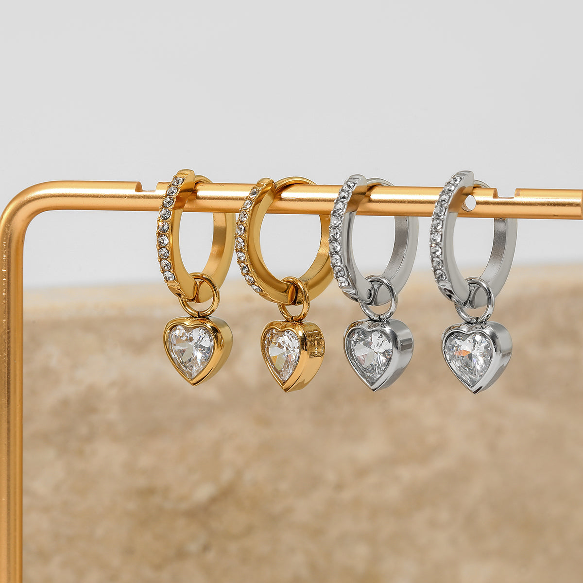 Gem Heart Hoop Earrings