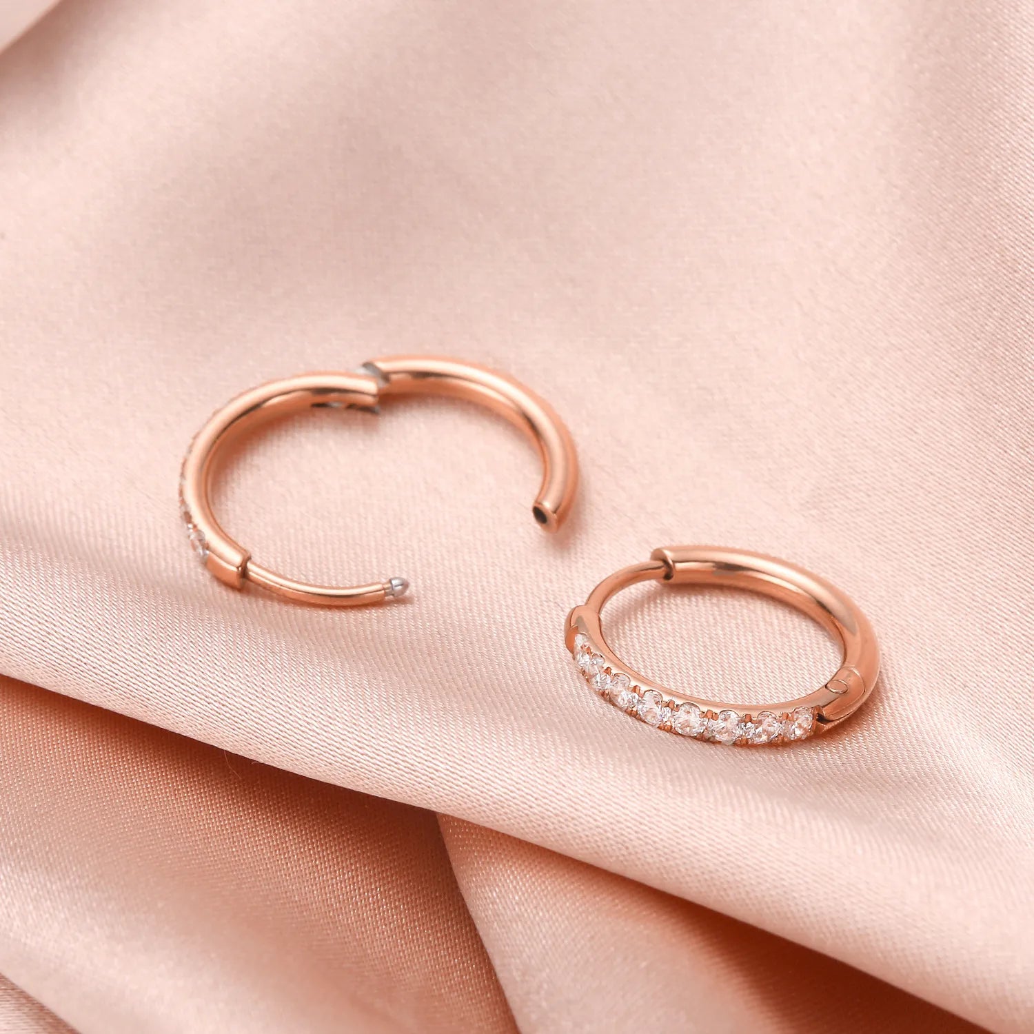 Rose Gold Glitter Stainless Steel Sleepers