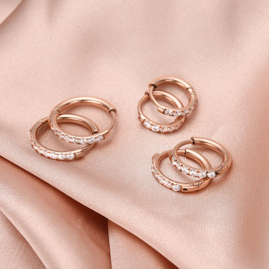 Rose Gold Glitter Stainless Steel Sleepers