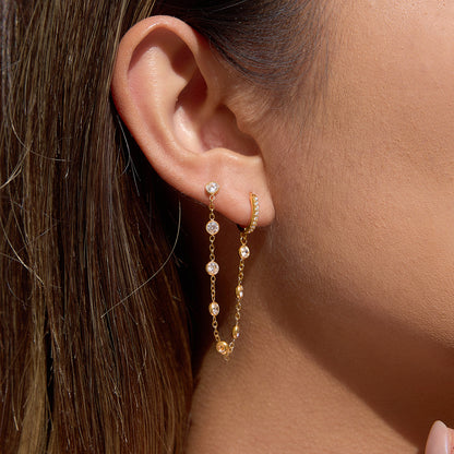 Chained Stud and Huggie Earrings
