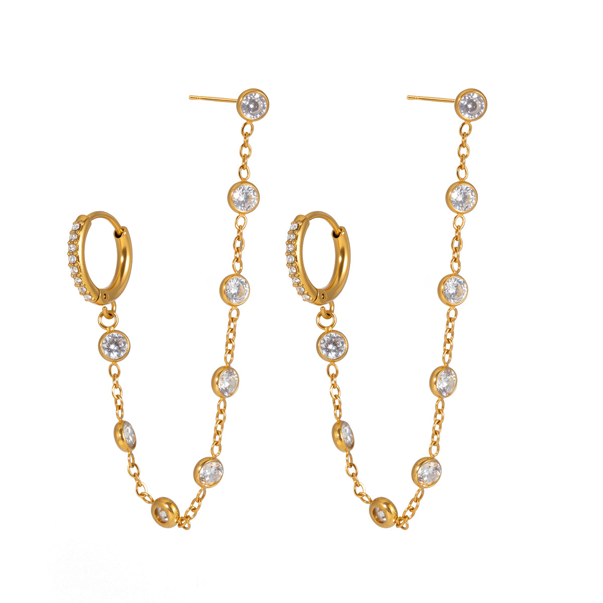 Chained Stud and Huggie Earrings