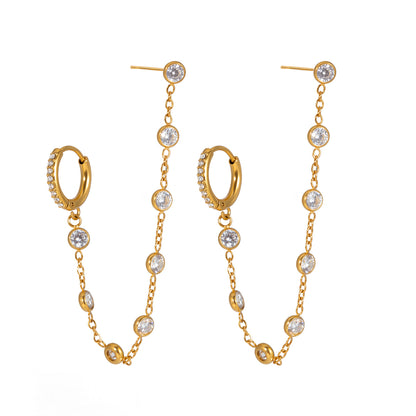 Chained Stud and Huggie Earrings