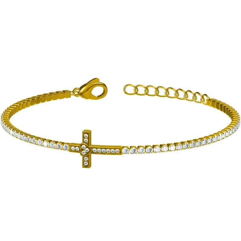 Crucifix Tennis Bracelet