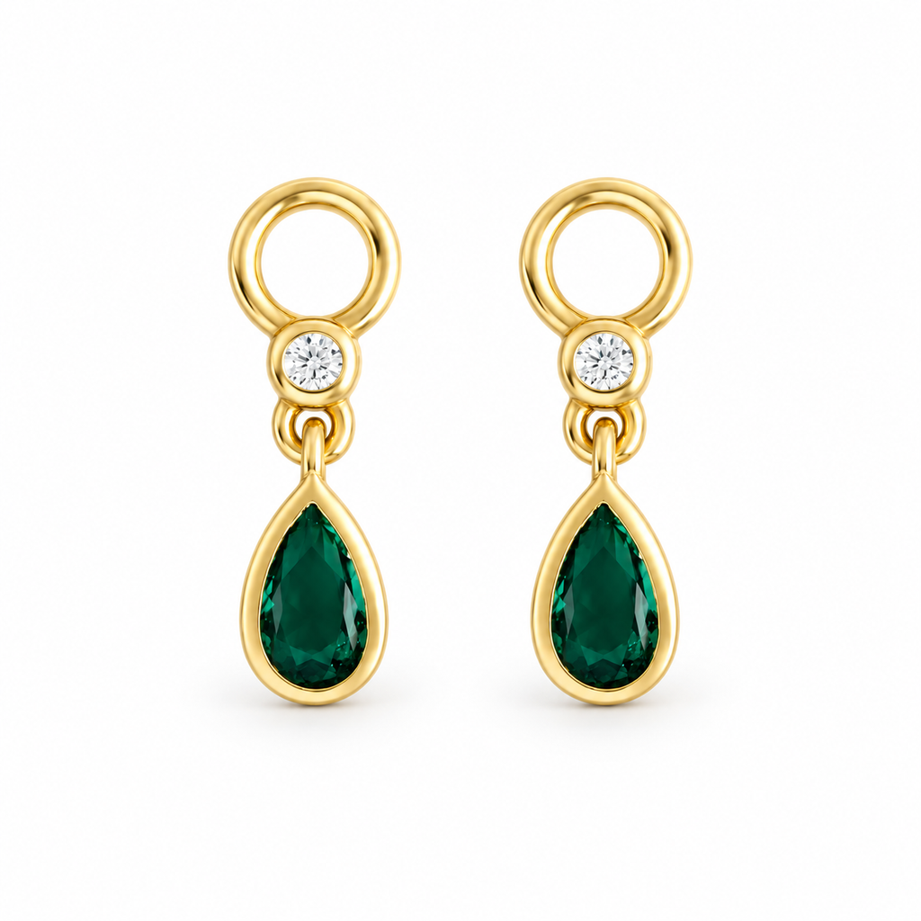 Green Drop | Sterling Silver Earring Charms