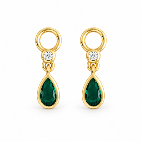 Green Drop | Sterling Silver Earring Charms
