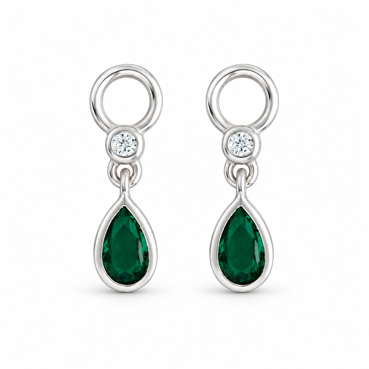 Green Drop | Sterling Silver Earring Charms