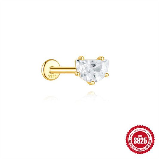 Half Moon | Sterling Silver Flat Back Stud