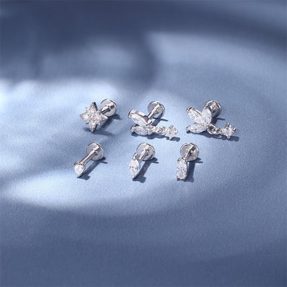 Heart Moissanite | Sterling Silver Flat Back Stud