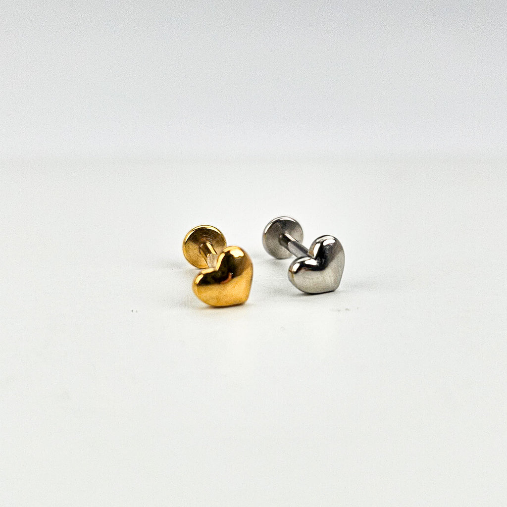 Heart | G23 Titanium Threadless Flat Back Stud 16G Gauge